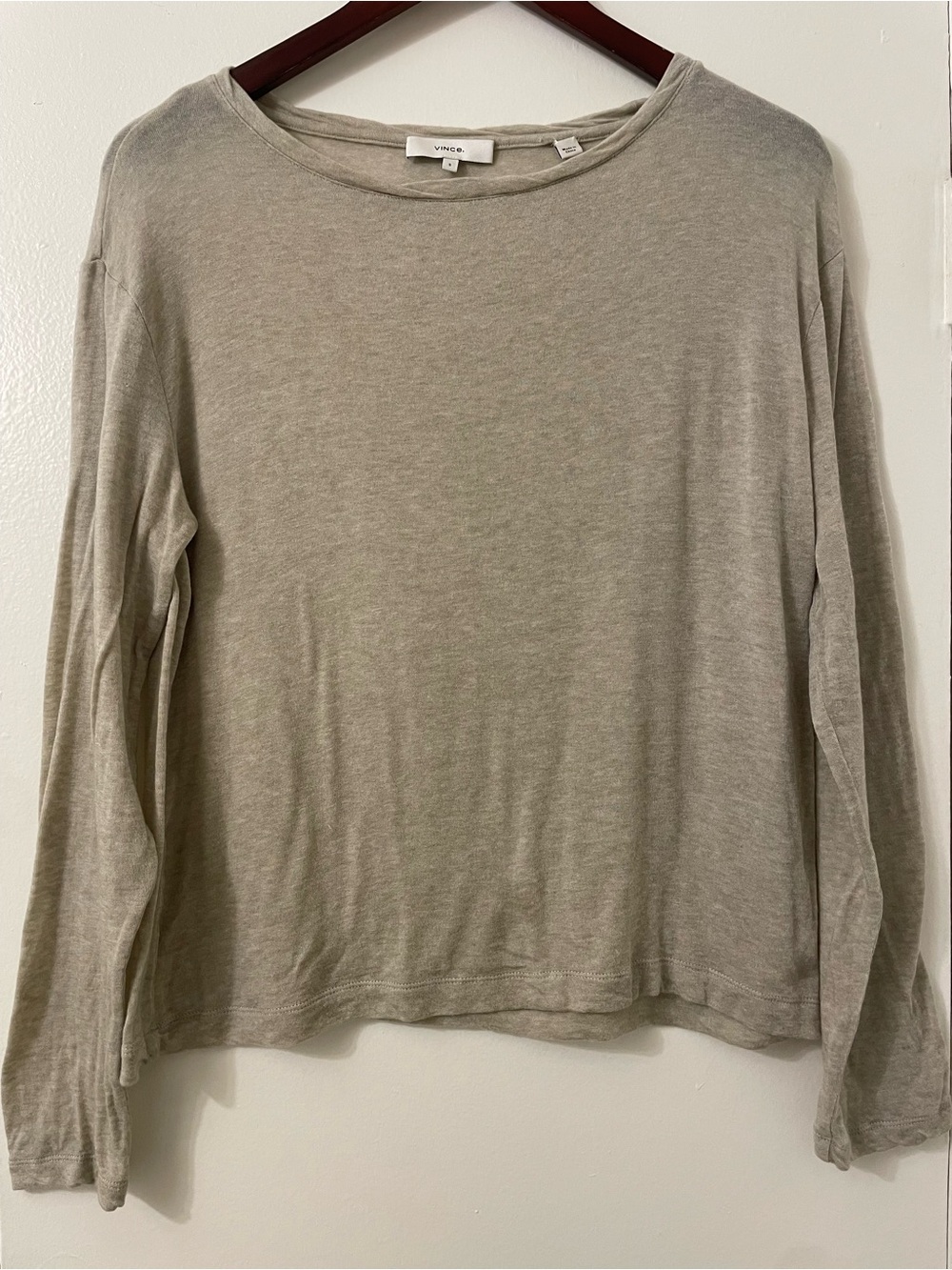 Vince Oatmeal Long Sleeve Top